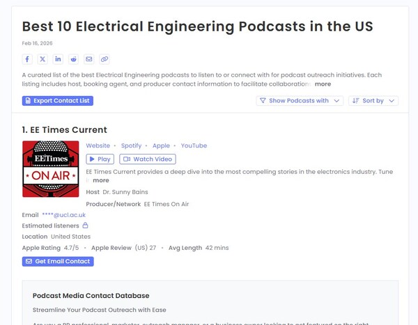 网站：EE Times播客荣登美国电子工程类榜单前列：EE Times Current斩获细分领域第一