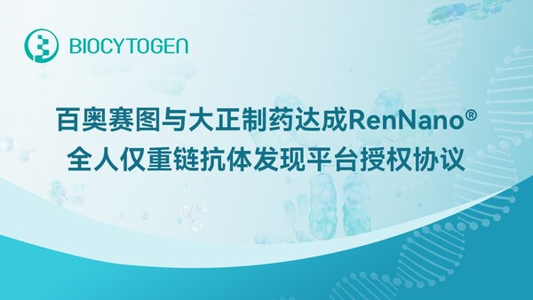 百奥赛图与大正制药达成RenNano®全人仅重链抗体发现平台授权协议